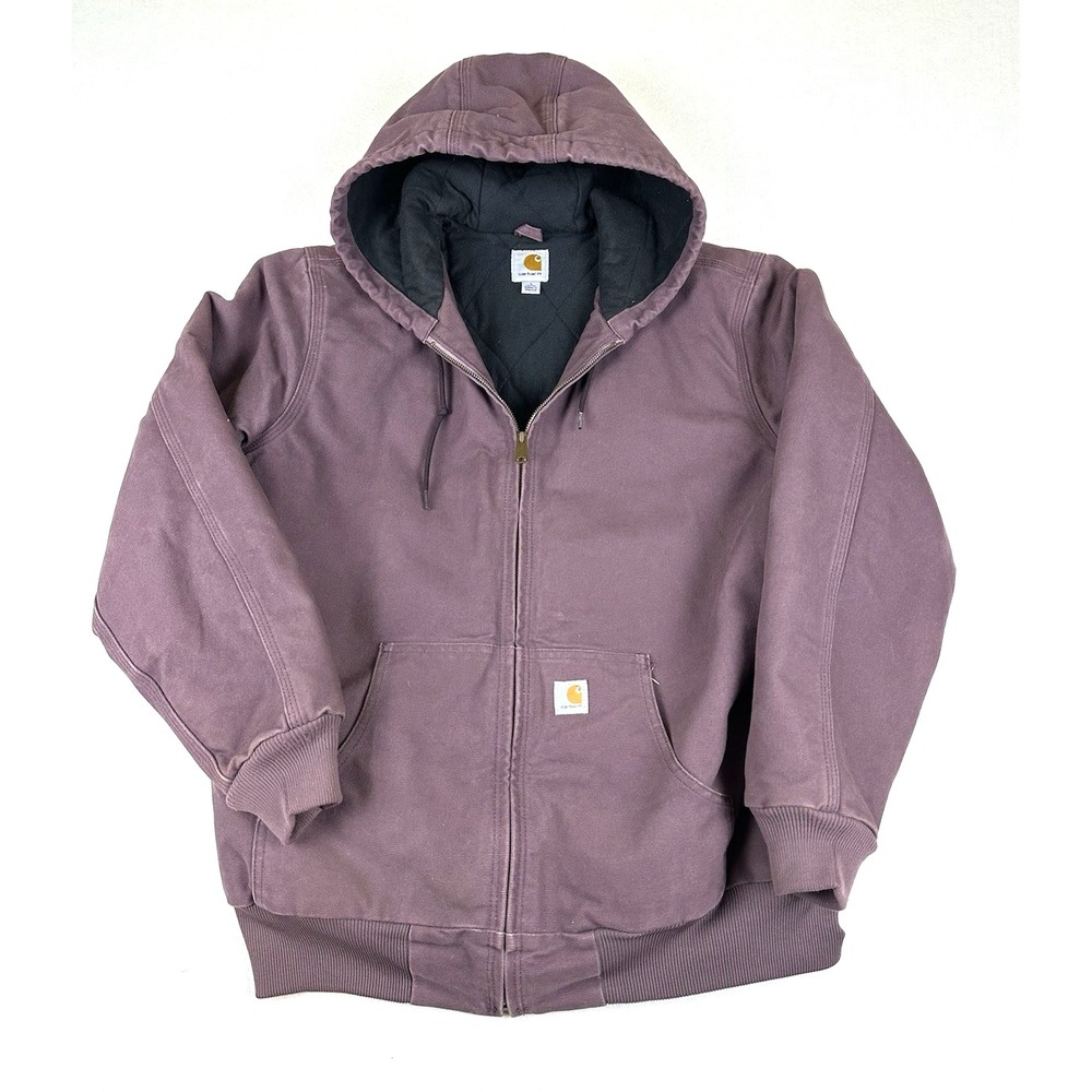 Carhartt WJ130 Plum Purple Wine Women's Hooded Quilt Lined Size L